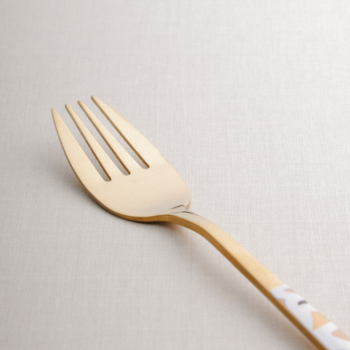 Festive White and Brass Table Fork 3