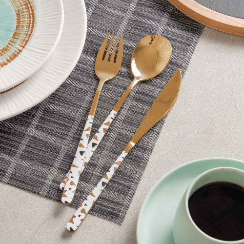 Festive White and Brass Table Fork 5