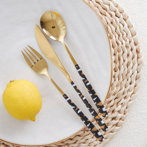 Festive Black and Brass Table Fork 5