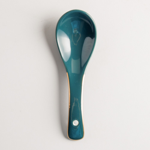 Viridian Green Duck Spoon - Gold Rim 4