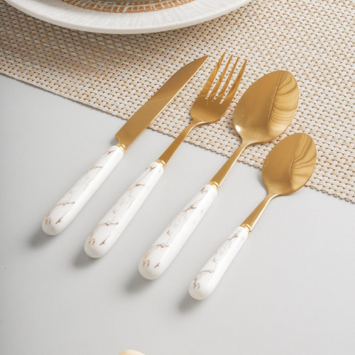 Marble Streaks White Cutleries Set