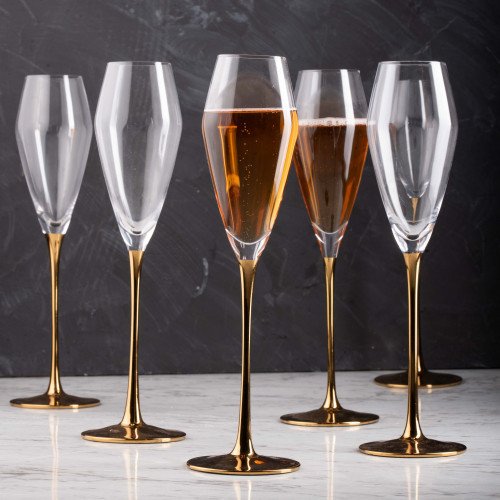 MARQUIS 250cc CYRSTAL/GOLD STEM CHAMPAGNE GLASS 037 3