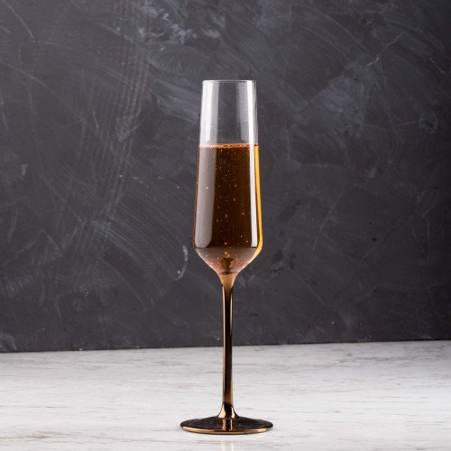 DUKE 255cc CRYSTAL/ROSE GOLD STEM CHAMPAGNE GLASS 045