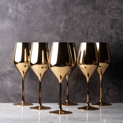 VISCOUNT 490cc GOLD WINE GLASS 048