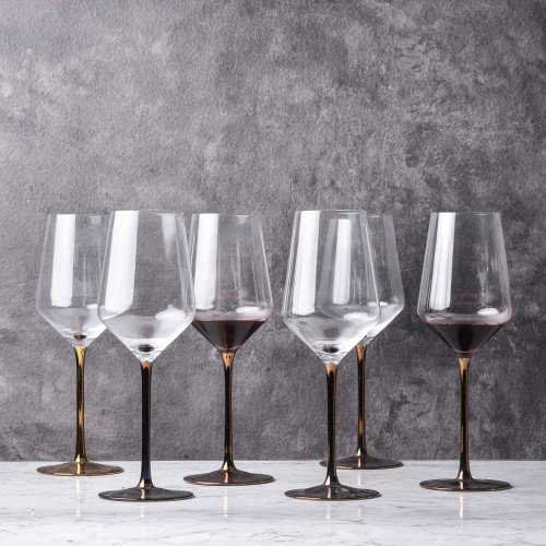 EARL 530cc CRYSTAL/ROSE GOLD STEM WINE GLASS 053 3