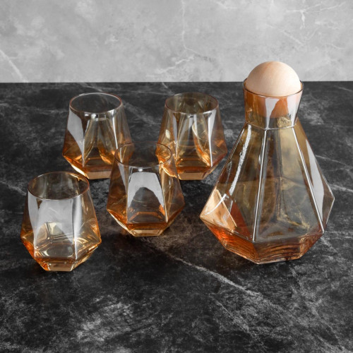 Laguna Glass Carafe and Cups Set - Amber 2