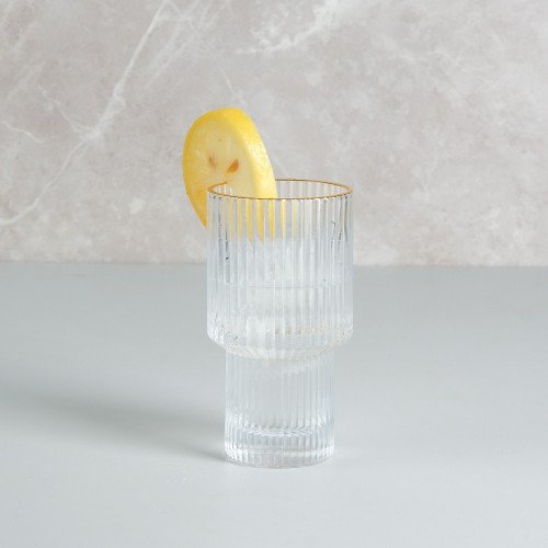 Fluted Vintage Glass 175ml - Gold Rim