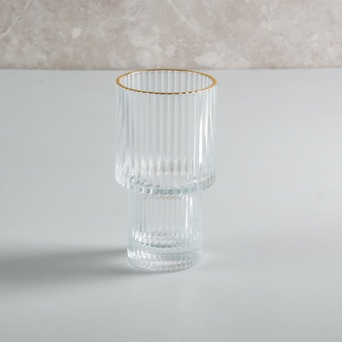 Fluted Vintage Glass 175ml - Gold Rim 4