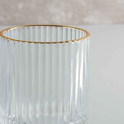Fluted Vintage Glass 175ml - Gold Rim 5
