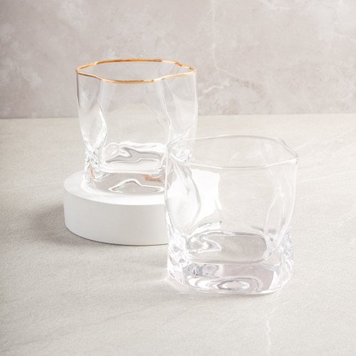 Asymmetric Rock Glass 250ml - Gold Rimmed 4