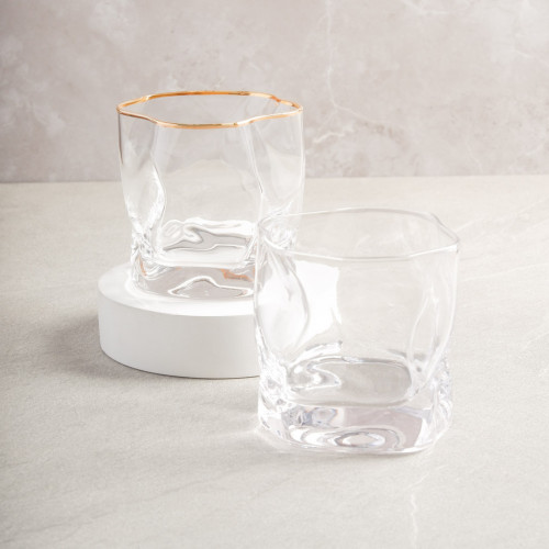 Asymmetric Rock Glass 250ml - Gold Rimmed 4