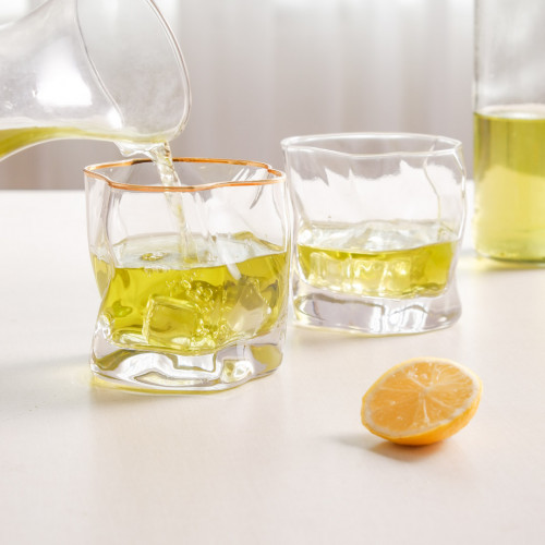 Asymmetric Rock Glass 250ml - Gold Rimmed 6