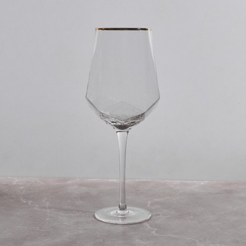 Crown Patterned Wine Glass 570ml - Gold Rim 2