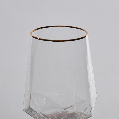 Crown Patterned Wine Glass 570ml - Gold Rim 3