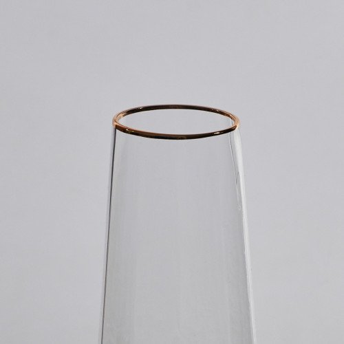 Crown Patterned Champagne Glass 310ml - Gold Rim 2