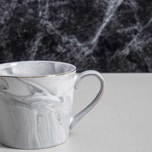 Marble Mug White with Handle 325ml 5