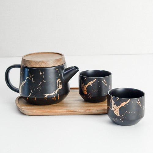 Duquet Tea Set GS01 Gold Splash Black