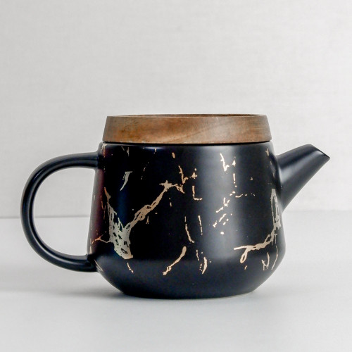 Duquet Teapot GS01 700ml Gold Splash Black