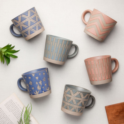 Hollie Patterned Mug 350ml - Wave Green 6