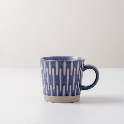 Hollie Patterned Mug 350ml - Stripe Blue