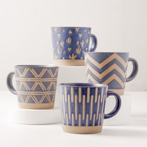 Hollie Patterned Mug 350ml - Stripe Blue 7