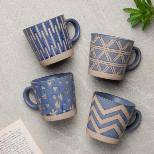 Hollie Patterned Mug 350ml - Stripe Blue 8