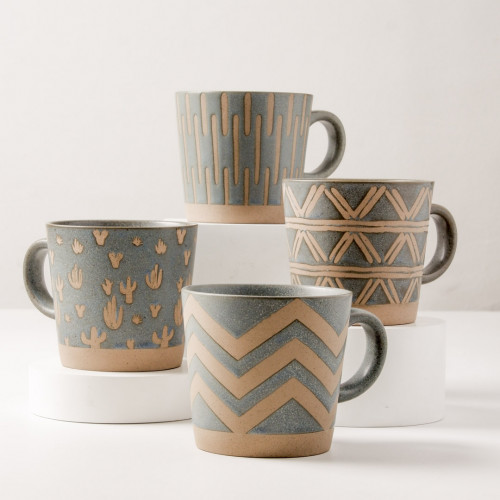 Hollie Patterned Mug 350ml - Cactus Green 8
