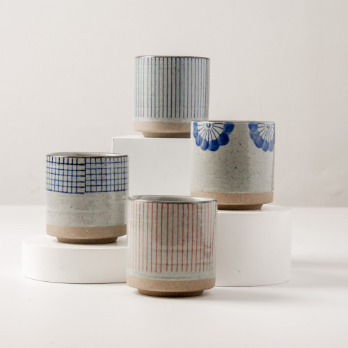 Ukiyo Tea Cup 150ml - Blue Checks 6