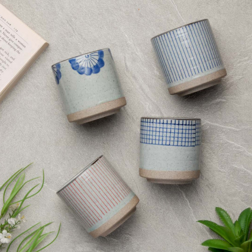 Ukiyo Tea Cup 150ml - Blue Checks 7