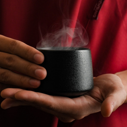 Han Tsutsu-Gata 225ml Teacup - Black Raku 5