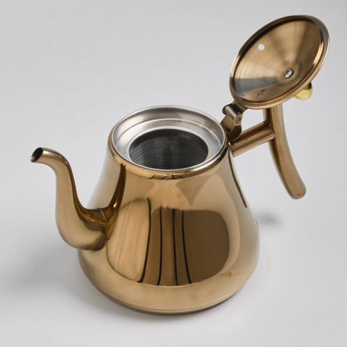 Stainless Steel Flower Teapot with Filter 1L - Gold 3