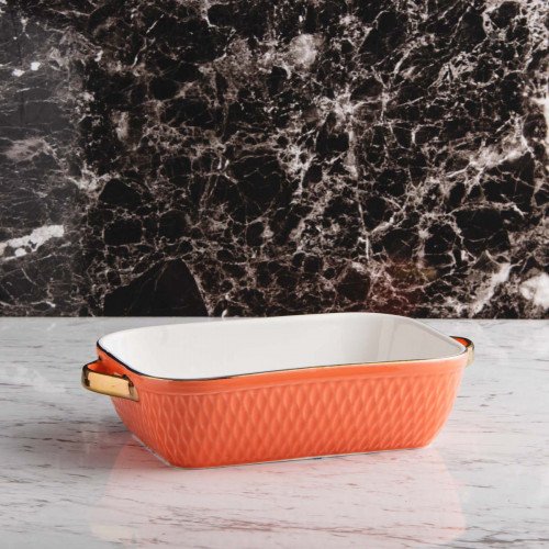 Argyle Rectangular Baking Pan 10" - Orange