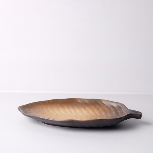 Dark Brown Leaf Shape Salad Plate 8" 2