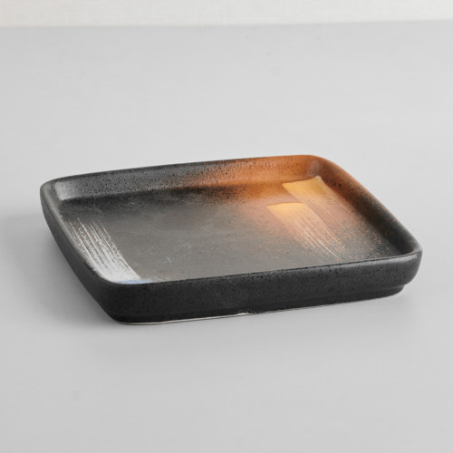Dark Brown Fusion Square Personal Plate 5.7" 2