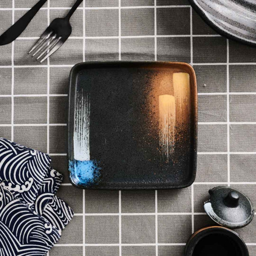 Dark Brown Fusion Square Personal Plate 5.7" 5