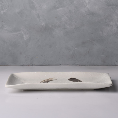 White Embossed Long Plate 9" 2