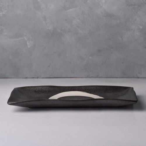 Black Embossed Long Plate 9" 2