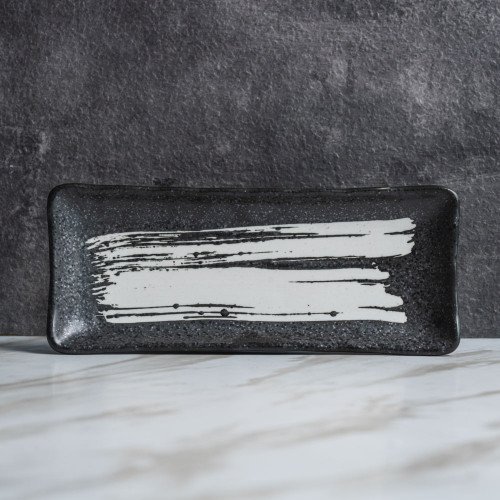 Vanity Black Long Plate 8" 5