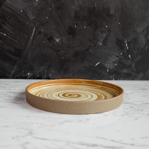 Sandblasted Brown Sharing Plate 6" 2