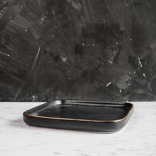 Black Clarity Square Sharing Plate 6" 2