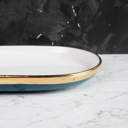 Viridian Green Long Platter 12" 3
