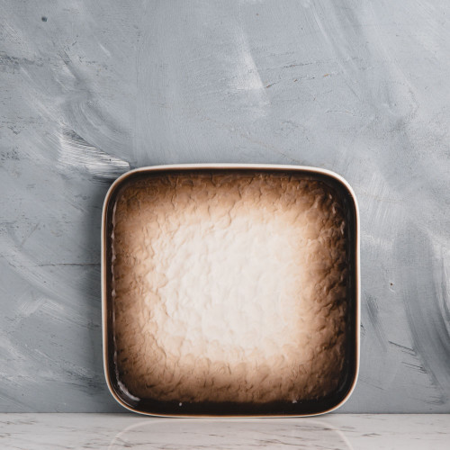 Glacier Brown Square Plate 8"