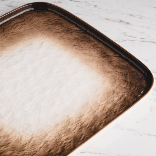 Glacier Brown Square Plate 8" 2