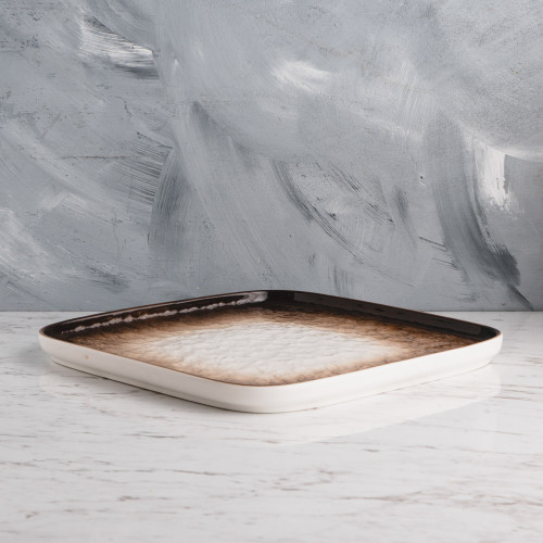 Glacier Brown Square Plate 8" 3