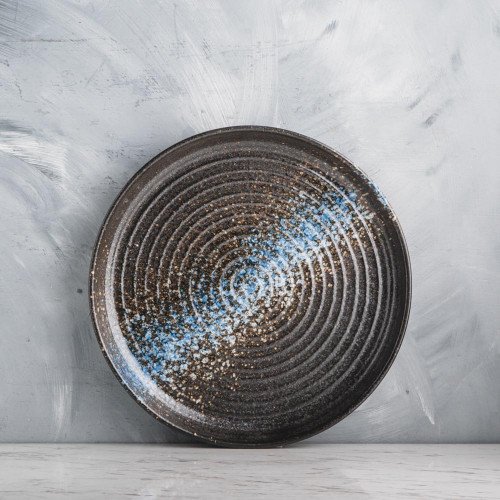 Luster Blue Textured Dinner Plate 10"