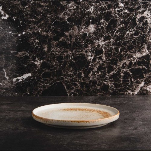 Torched Cream High-rim Plate 8"