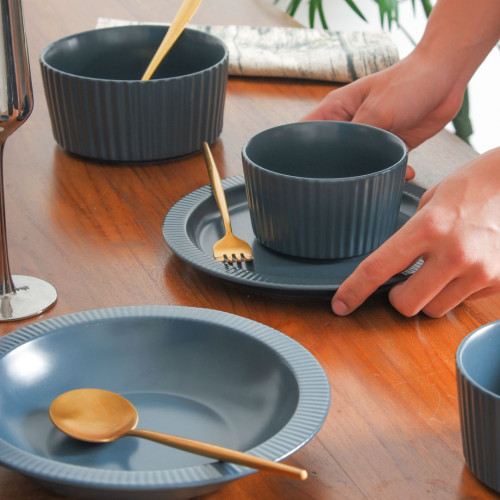 Ridged Side 8.5" Deep Plate - Royal Blue 3