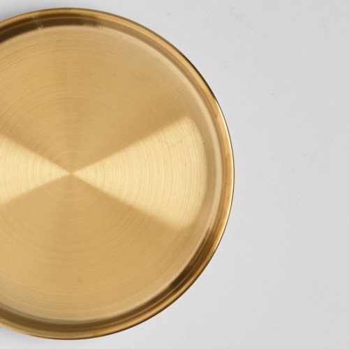 Korea Style Stainless Steel Flat Bottom Round Plate 21cm - Gold 4