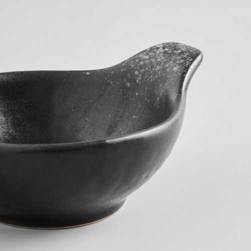 Black Kemuri Sauce Dish Round w/ Handle 11cm 2