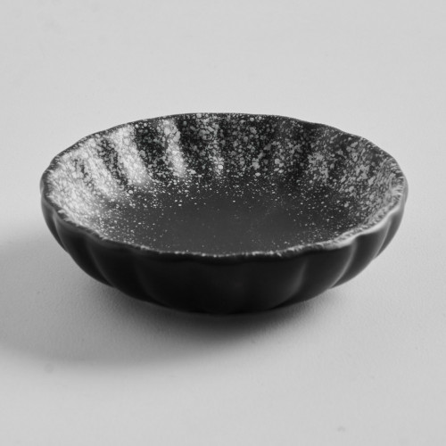Black Kemuri Sauce Dish Round w/ Handle 11cm 8